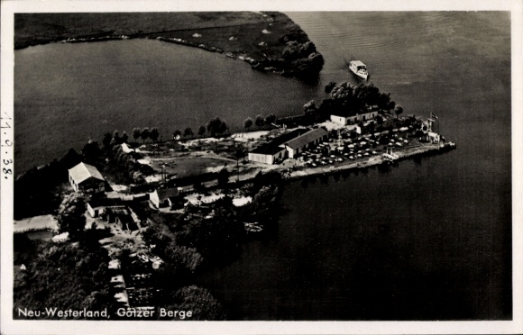 Postcard Groß Kreutz, aerial photograph of Götzer Berge, Neu Westerland, Bes. Deetz