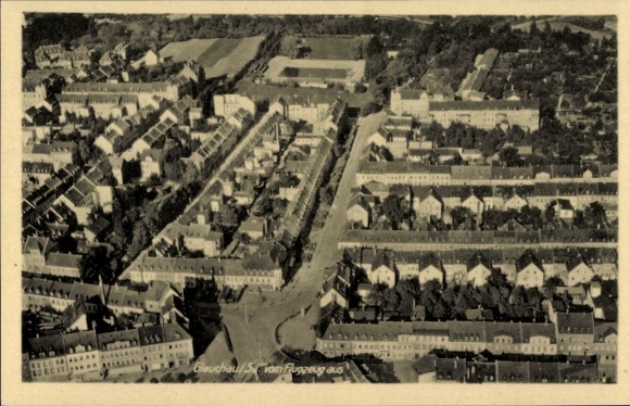 Postcard Glauchau on the Zwickauer Mulde in Saxony, town view, aerial photograph