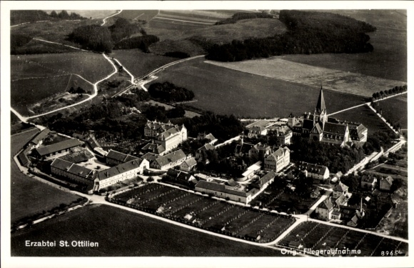 Postcard Sankt Ottilien Eresing in Upper Bavaria, Archabbey of Sankt Ottilien, aerial photograph