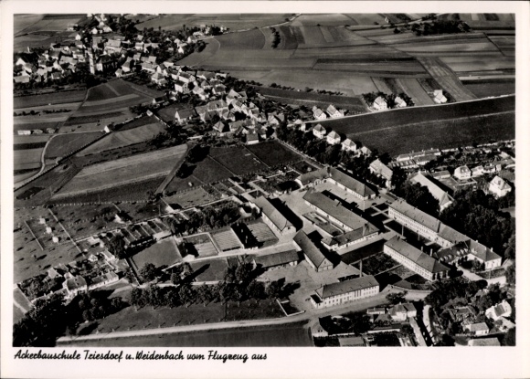 Postcard Triesdorf Weidenbach in Middle Franconia, aerial photograph, agricultural school