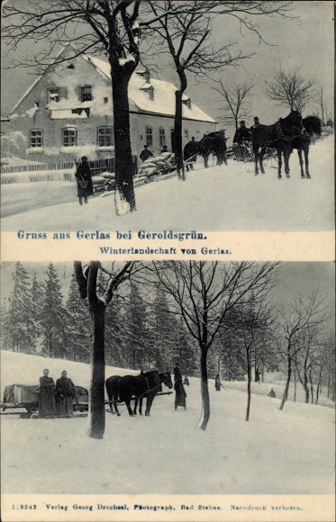 PC Gerlas Bad Steben Upper Franconia Bavaria, winter landscape, sleigh teams