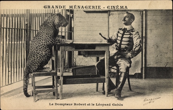 Postcard The Tamer Robert and the Leopard Gabes, Grande Menagerie, Cinema