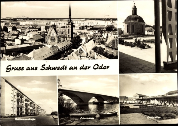 PC Schwedt on the Oder, Thälmannstraße, Oderbrücke, Leninallee, general view