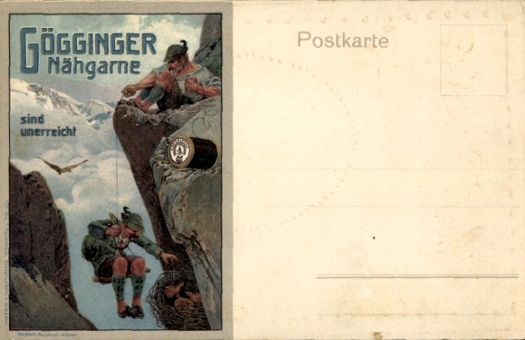 Präge Ak Gögginger Nähgarne, Reklame