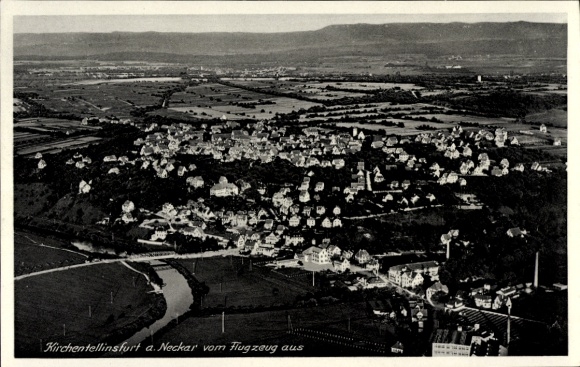 Ak Kirchentellinsfurt in Württemberg, Fliegeraufnahme