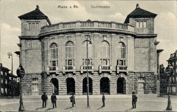 Postcard Mainz am Rhein, City Theater, Mainz a. Rh., Architecture