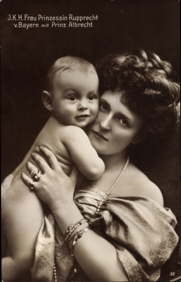 Postcard Princess Rupprecht of Bavaria with Prince Albrecht, portrait