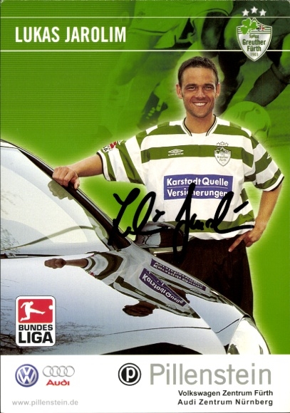 Autograph card footballer Lukas Jarolim, SpVgg Greuther Fürth, autograph