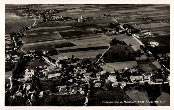 Postcard Taufkirchen near Munich, aerial photograph