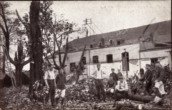 PC Chemnitz Saxony, Tiergarten Scheibe, military during clean-up work and storm a. May 27, 1916