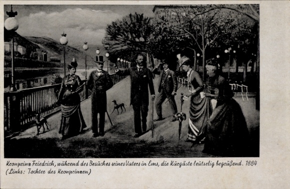 Ak Bad Ems an der Lahn, Kronprinz Friedrich während des Besuchs seines Vaters, 1884