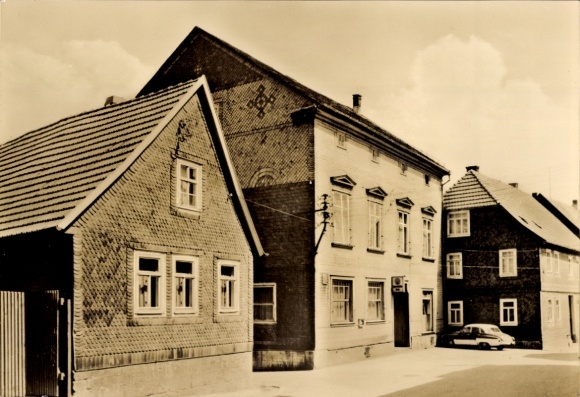 Postcard Geschwenda Geratal Thuringia, Konsum Restaurant