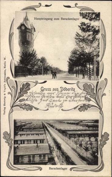 Postcard Dallgow Döberitz im Havelland, military training area, main entrance to the barrack camp