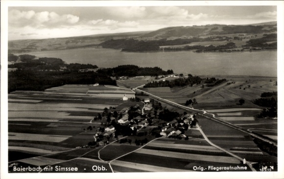 Postcard Bayerbach am Simsee Baierbach Stephanskirchen Upper Bavaria, aerial photograph