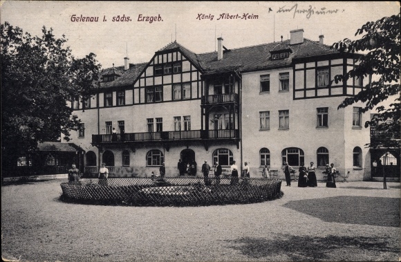 Postcard Gelenau Erzgebirge, the King Albert Home, guests