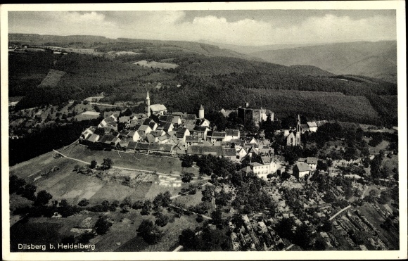 Ak Dilsberg Neckargemünd in Baden Württemberg, afstandsschot, luchtfoto
