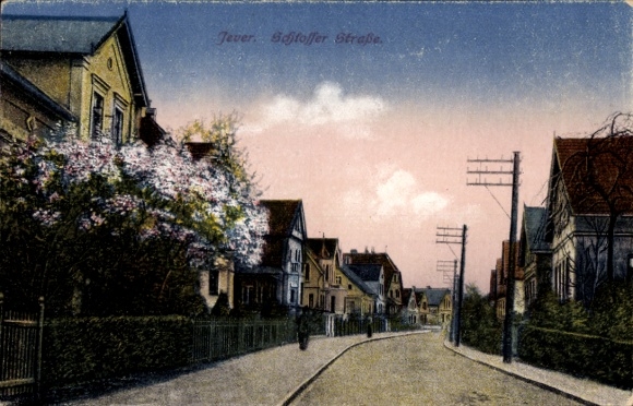 Postcard Jever in Oldenburg Friesland, Schstoffer Straße.