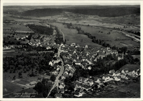 Postcard Singen Remchingen in the Enzkreis, aerial photograph