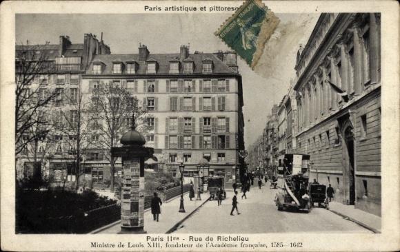 Ansichtkaart Parijs II, Rue de Richelieu