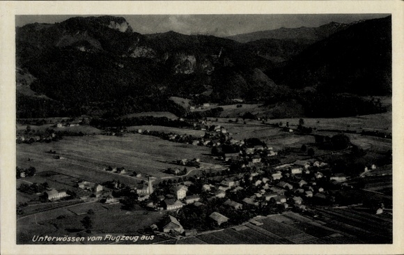 Postcard Unterwössen in Upper Bavaria, aerial photograph
