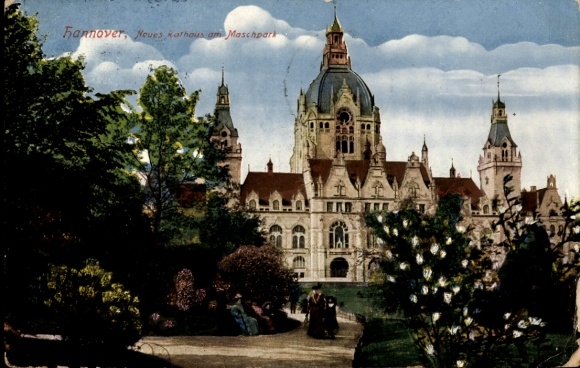 Ak Hannover, Neues Rathaus am Maschpark