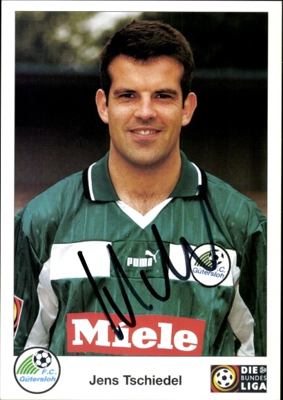 Autogrammkarte Fußballer Jens Tschiedel, FC Gütersloh, Autogramm