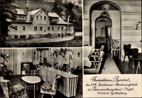 Postcard Gottesberg Tannenbergsthal Vogtland, holiday home Pyratal, VEB Zwickauer machine works