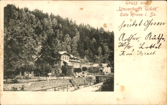 Postcard Noble Crown Klingenberg in the Ore Mountains, Unexpected Luck