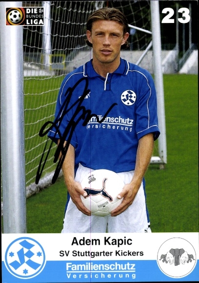 Karta autograf piłkarza Adema Kapica, SV Stuttgarter Kickers, autograf