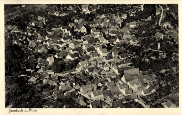 Postcard Gambach Karlstadt in Lower Franconia, aerial photograph