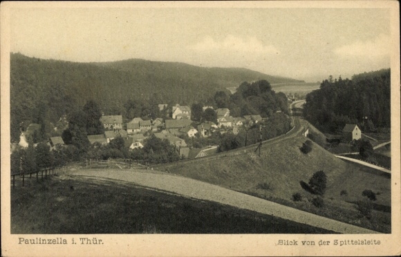 Postcard Paulinzella Königsee Rottenbach in Thuringia, view from the Spittelsleite