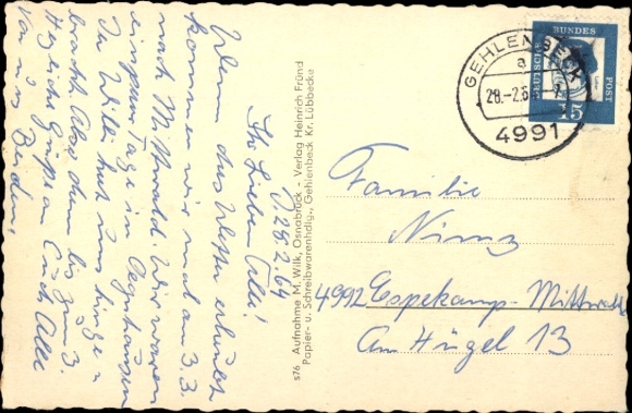 Postcard Gehlenbeck Lübbecke in East Westphalia, inn, street section