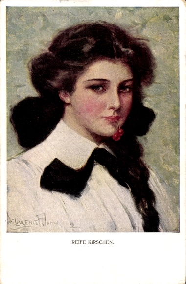 Kunstenaar Ak Underwood, Clarence, Rijpe Kersen, Vrouwelijk portret, M. Munk nr. 832