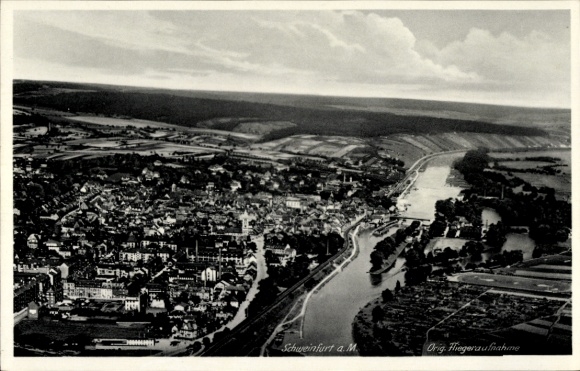 Postcard Schweinfurt in Lower Franconia Bavaria, aerial photograph