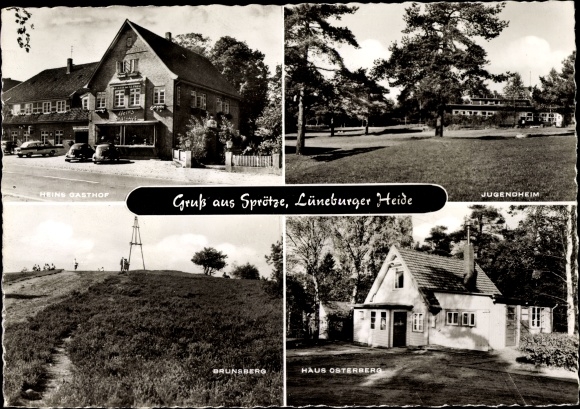 Ak Sprötze Buchholz op de Noorderheide, Hein's herberg, jeugdcentrum, Haus Osterberg, Brunsberg