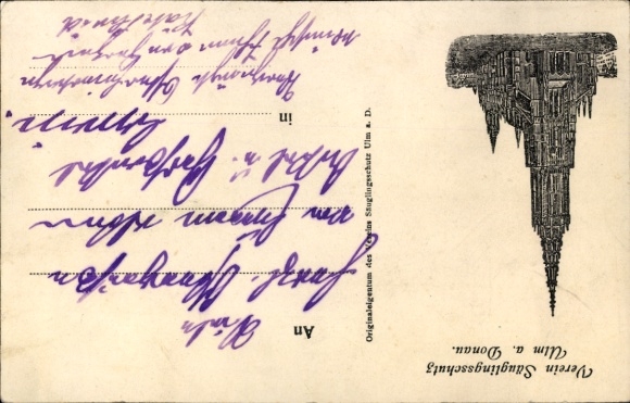Artist Postcard Caspari, Gertrud, Little Boy in a Child Seat, Infant Protection Association Ulm