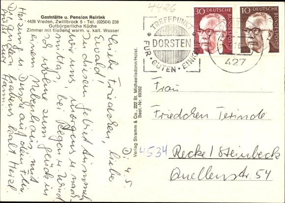 Postcard Zwillbrock Vreden Münsterland, Restaurant and Pension Reirink, views