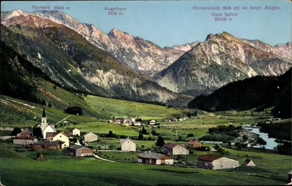 Ak Hinterstein Bad Hindelang in Oberallgäu, Kugelhorn, Rauhorn, panorama