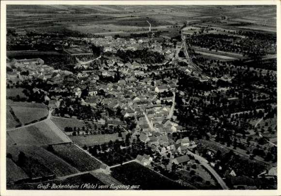 Ak Großbockenheim Bockenheim an der Weinstraße Pfalz, Fliegeraufnahme
