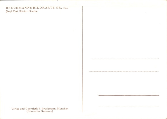 Artist Postcard Stieler, JK, poet and writer Johann Wolfgang von Goethe, portrait