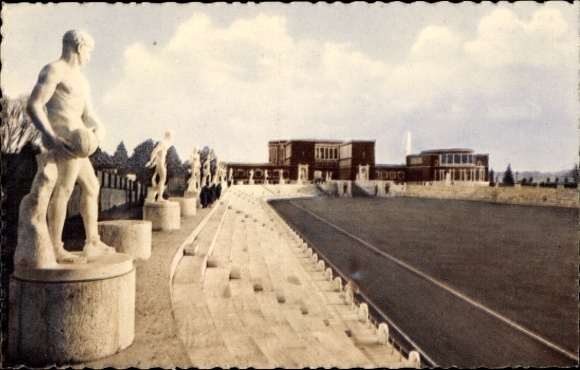 Ak Roma Rom Lazio, Statuen, Sportstätte, Foro Mussolini, historische Architektur