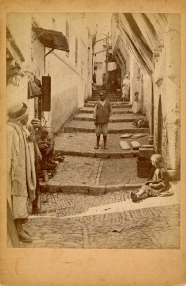 Photo Algiers Alger Algeria, Kasbah, locals in an alley