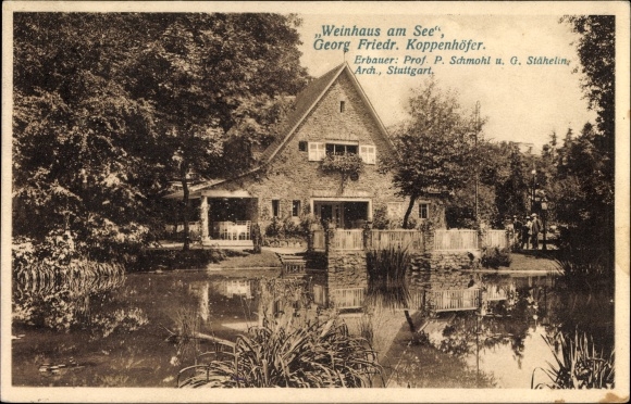 Ak Stuttgart in Baden Württemberg, Bauausstellung 1908, Weinhaus am See, Inh. Georg Koppenhöfer