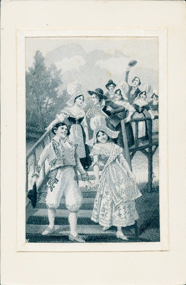 Silk PC celebrating people, French costume, festival, harmonica