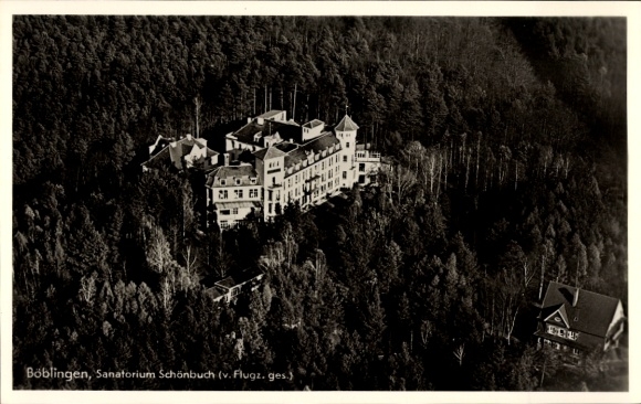 Postcard Böblingen in Württemberg, aerial photograph, Sanatorium Schönbuch