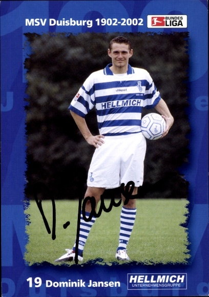 Autogrammkarte Fußballer Dominik Jansen, MSV Duisburg, Autogramm