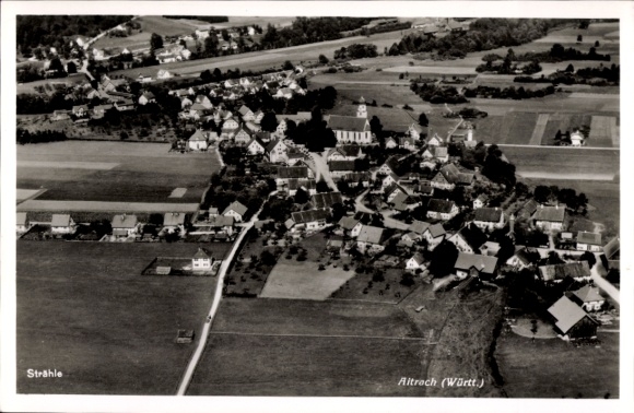 Postcard Aitrach in Württemberg, aerial photograph