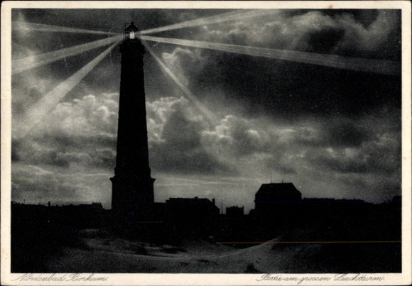 Postcard North Sea resort Borkum in East Frisia, lighthouse