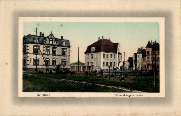 Postcard Buttstädt in Thuringia, Gabelsbergerstraße, house presentations, green areas