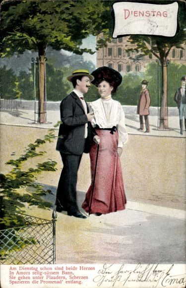 Postcard Tuesday, lovers, On Tuesday both hearts are